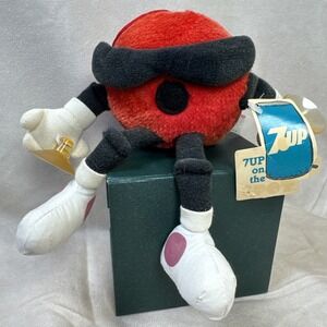 7-UP 6" Vintage 80s 7UP On The Spot Plush Mascot Suction Cups